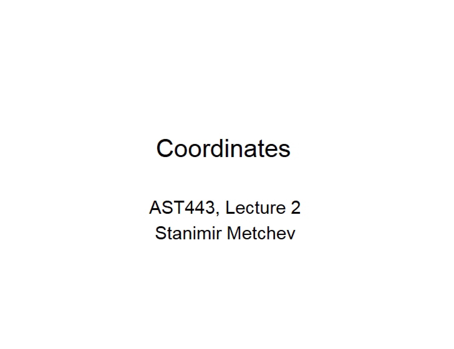 Lecture Two Coordinates