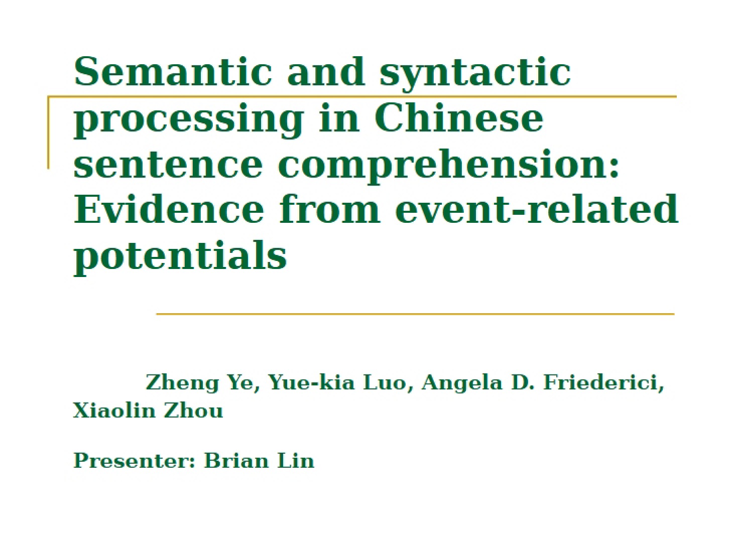 Syntactic and Semantic Concepts