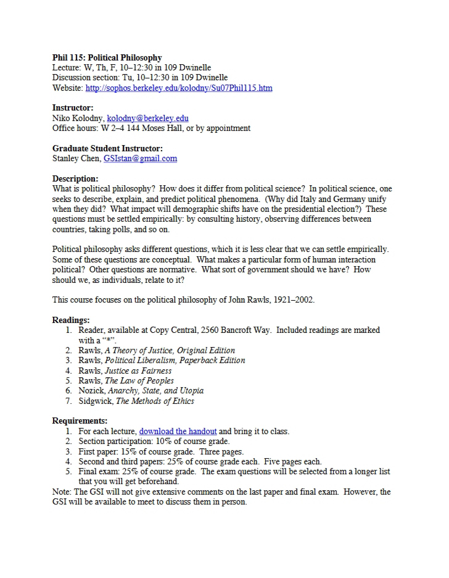 Class Syllabus