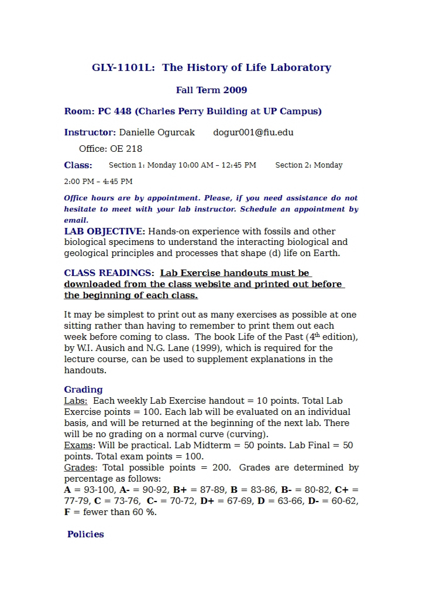 Course Requirements and Syllabus