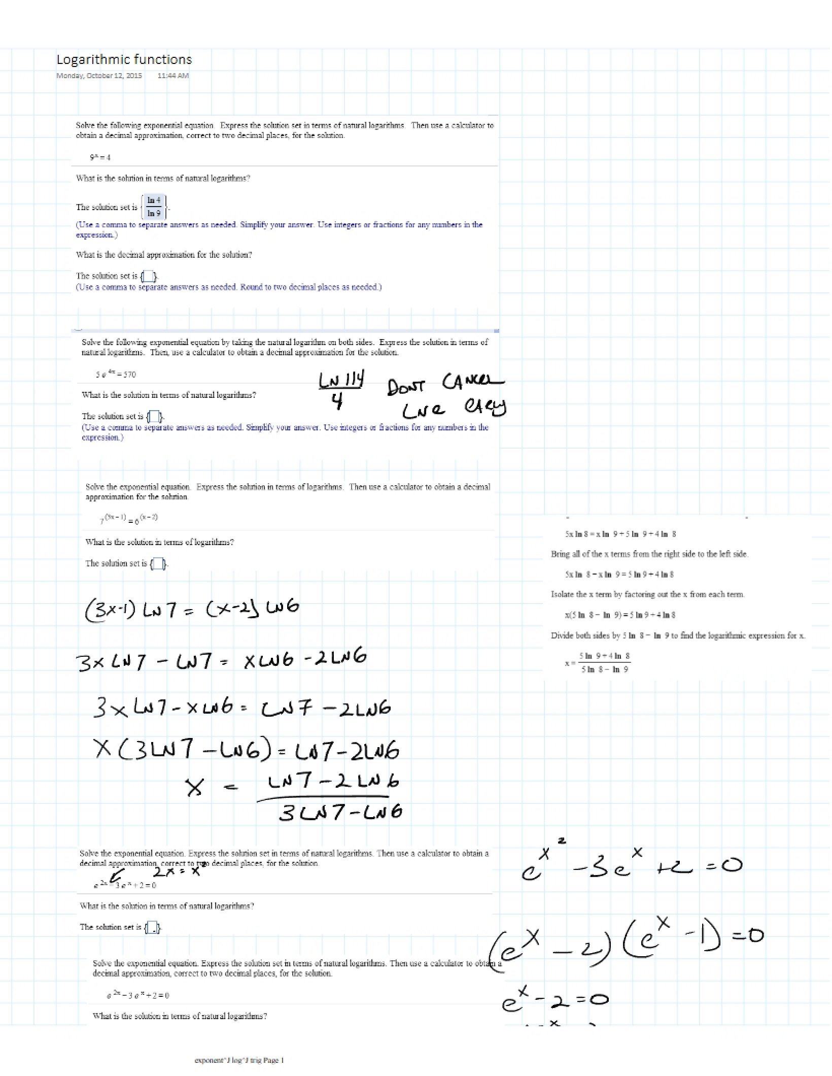 Functions in Logarithms