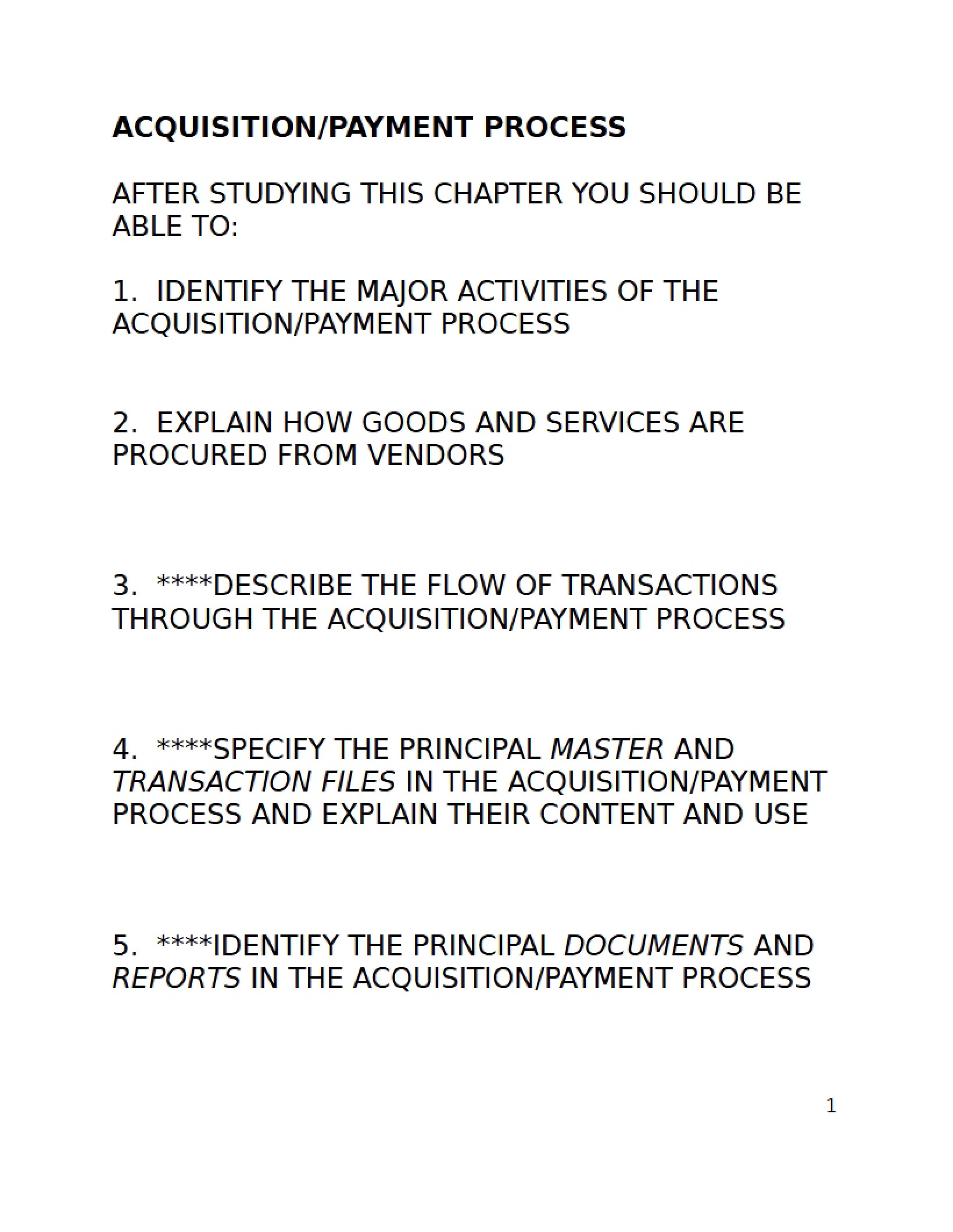 Process of Acquisition and Payment