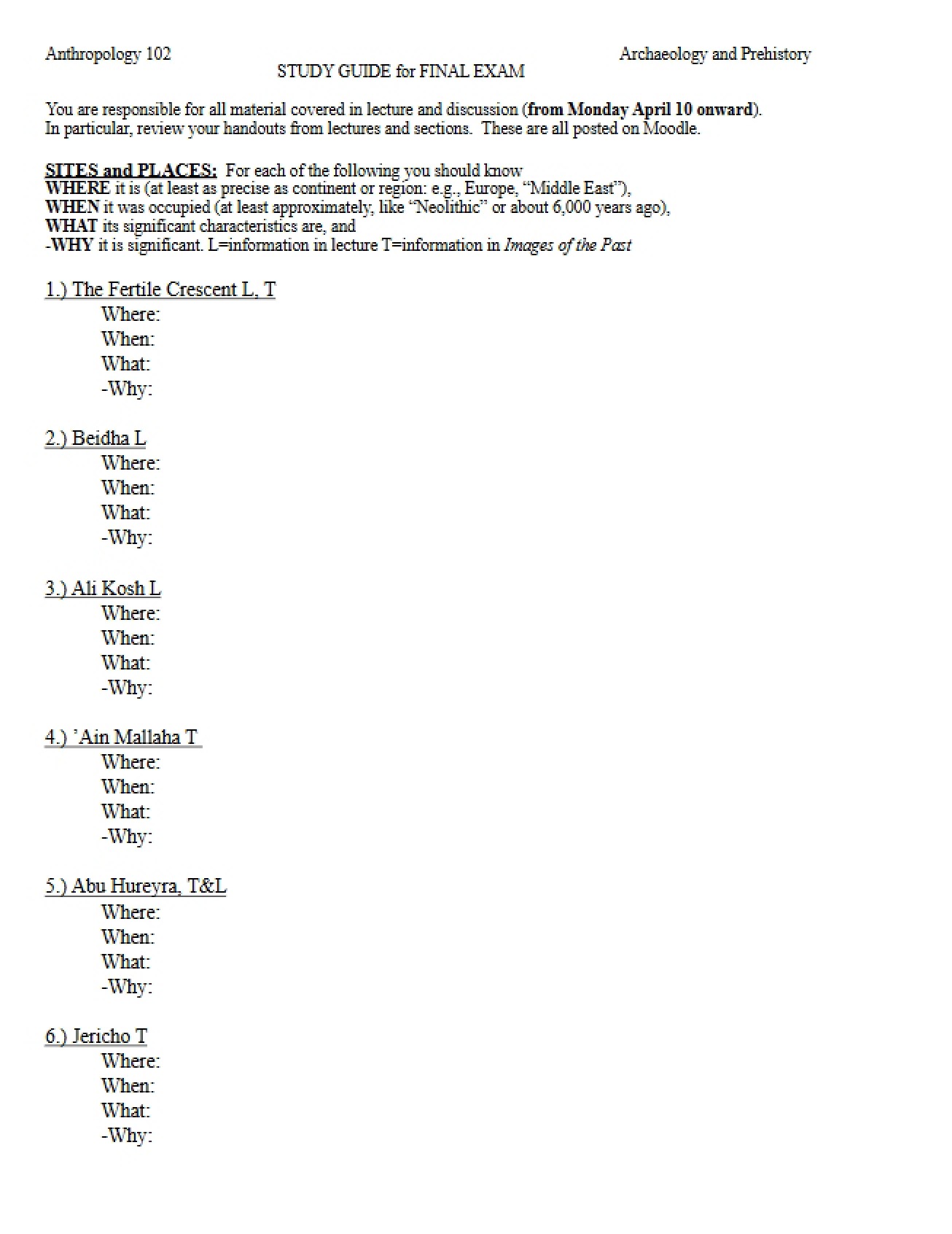 Final Exam Study Guide (Unfilled)