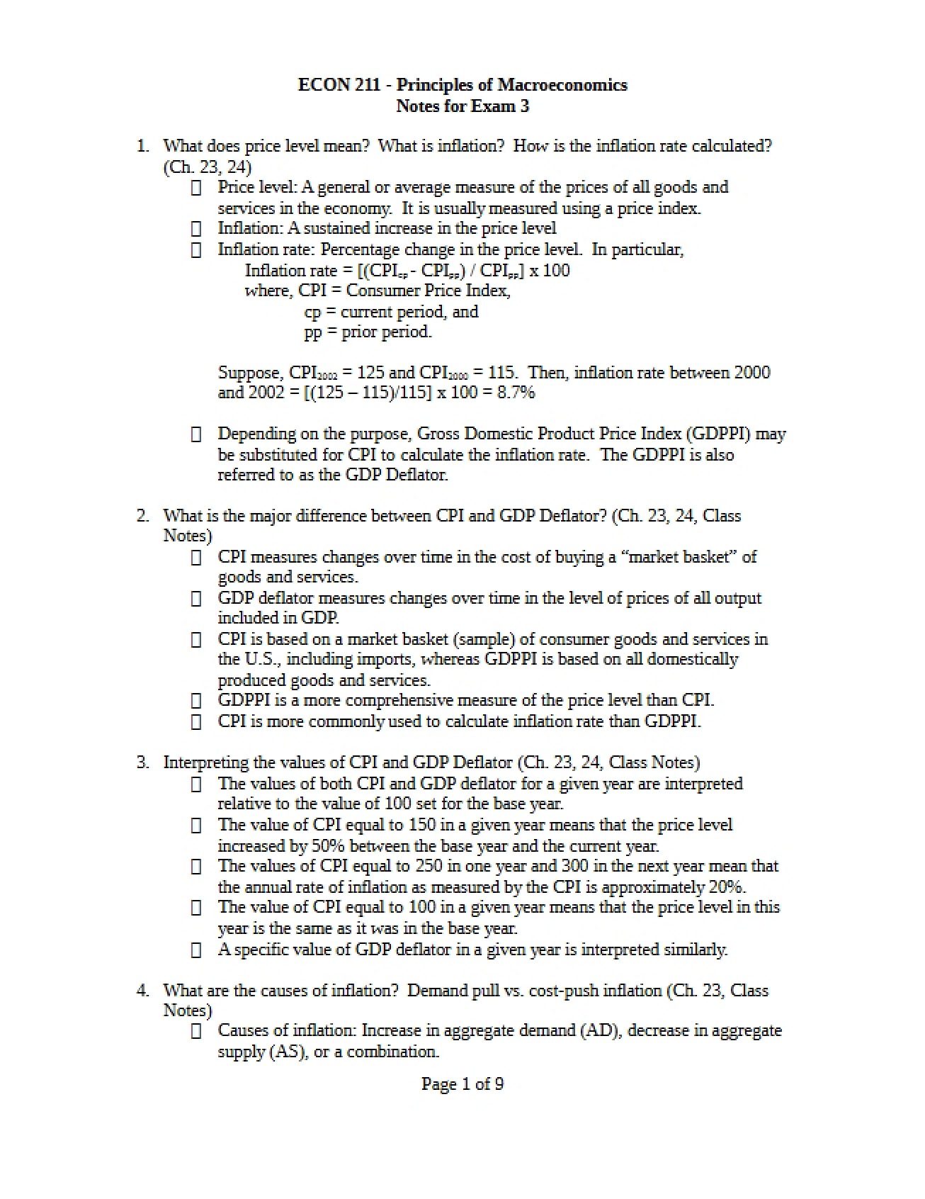 Guide for Exam Three