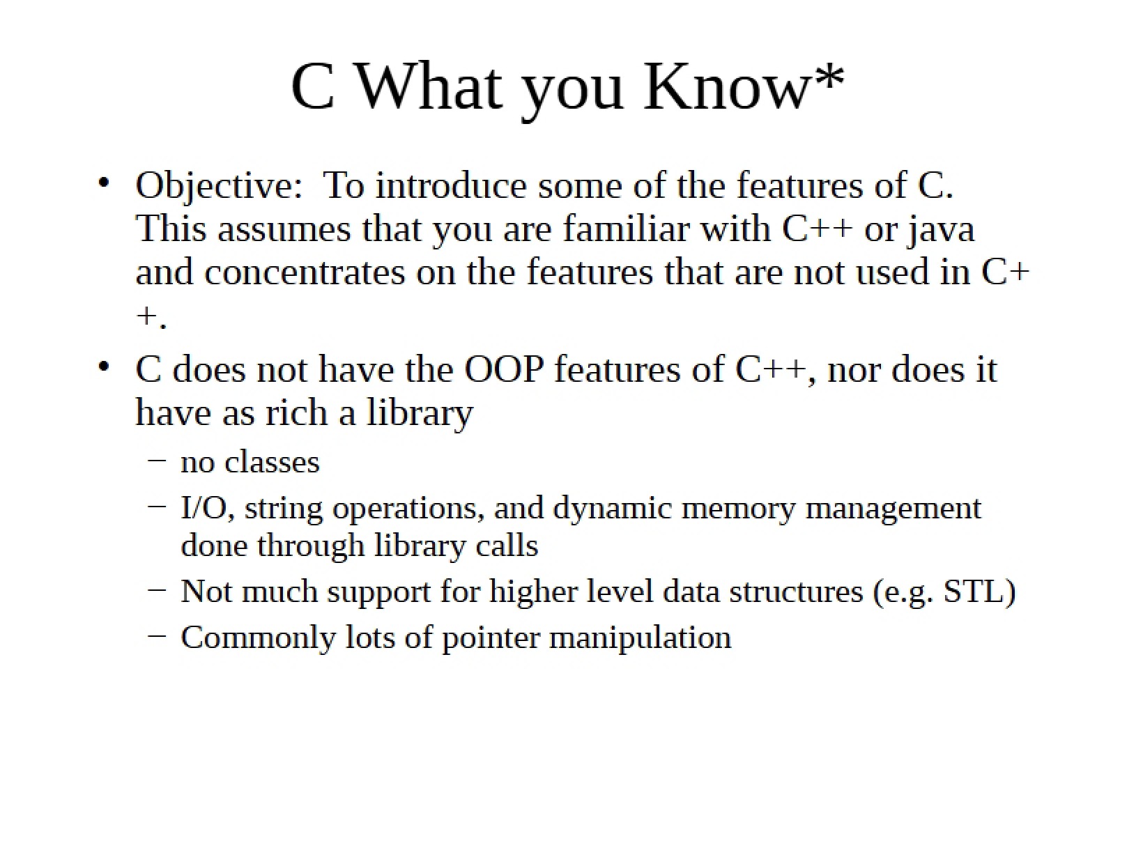 C Programming Review
