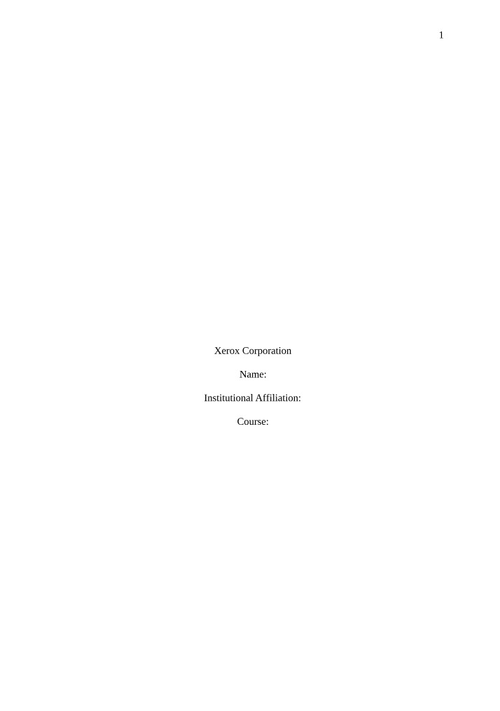 Xerox Corporation - Strategy and Analysis