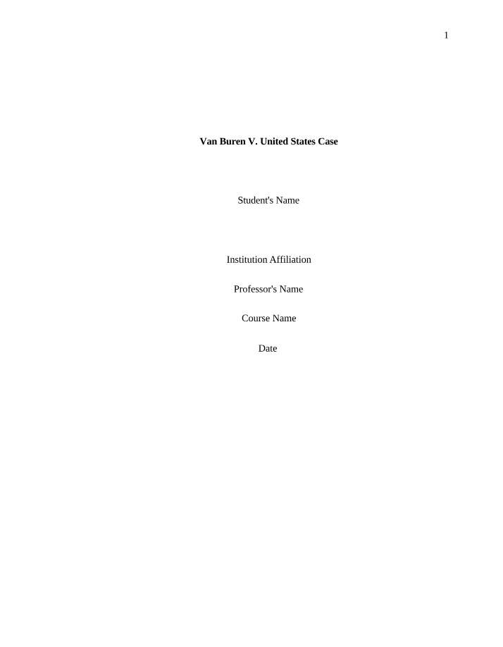 Case Analysis - Van Buren v. United States