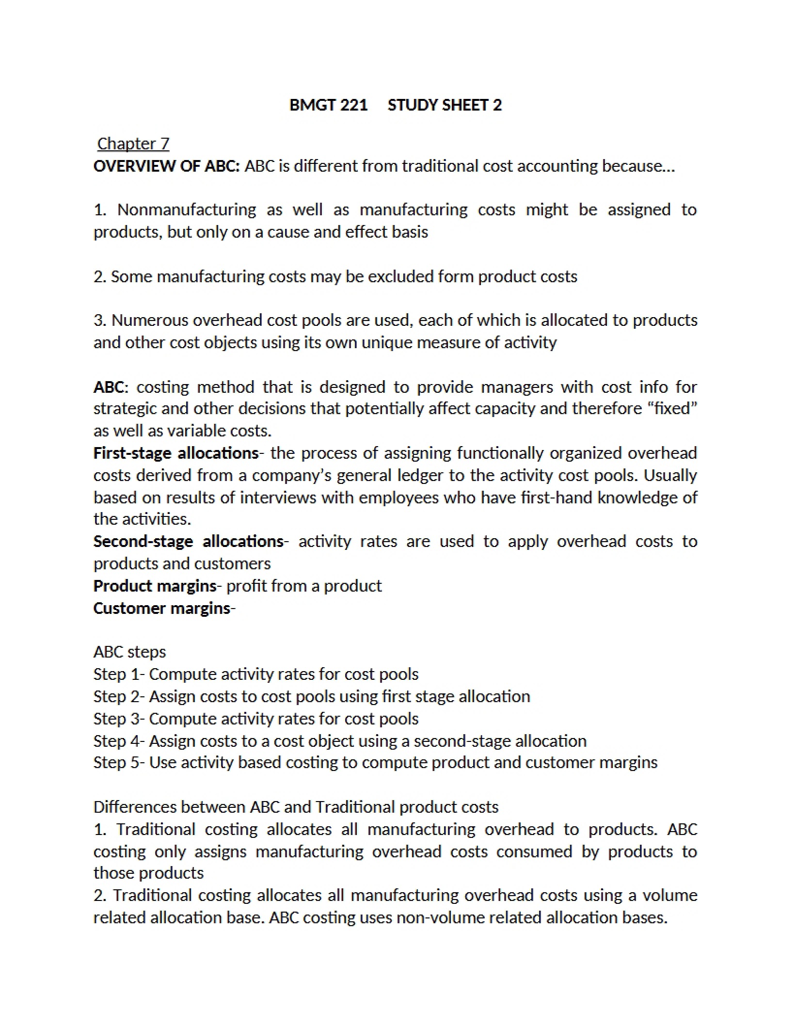 Study Guide - Accounting II