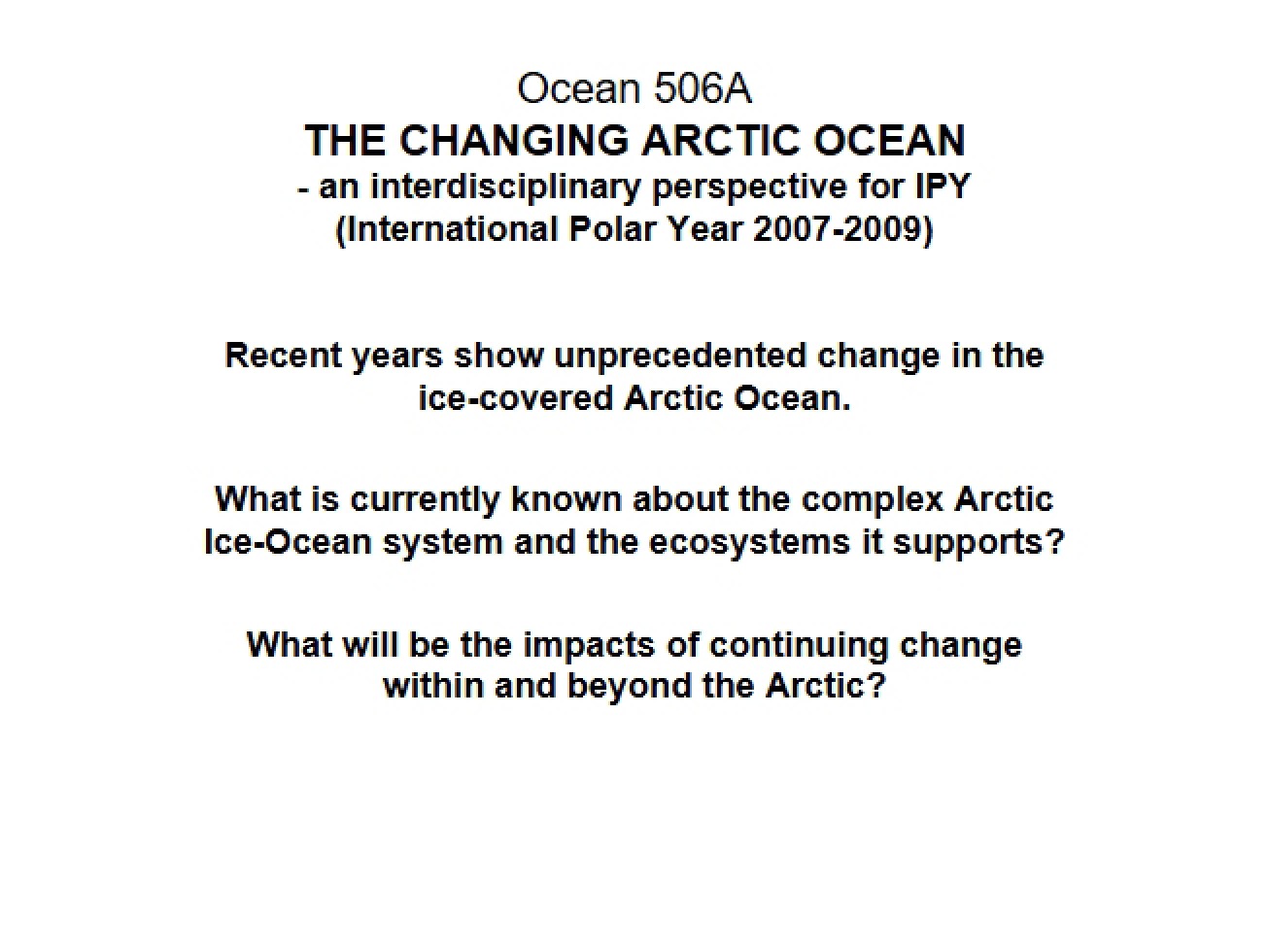 Notes from Class - OCEAN 506
