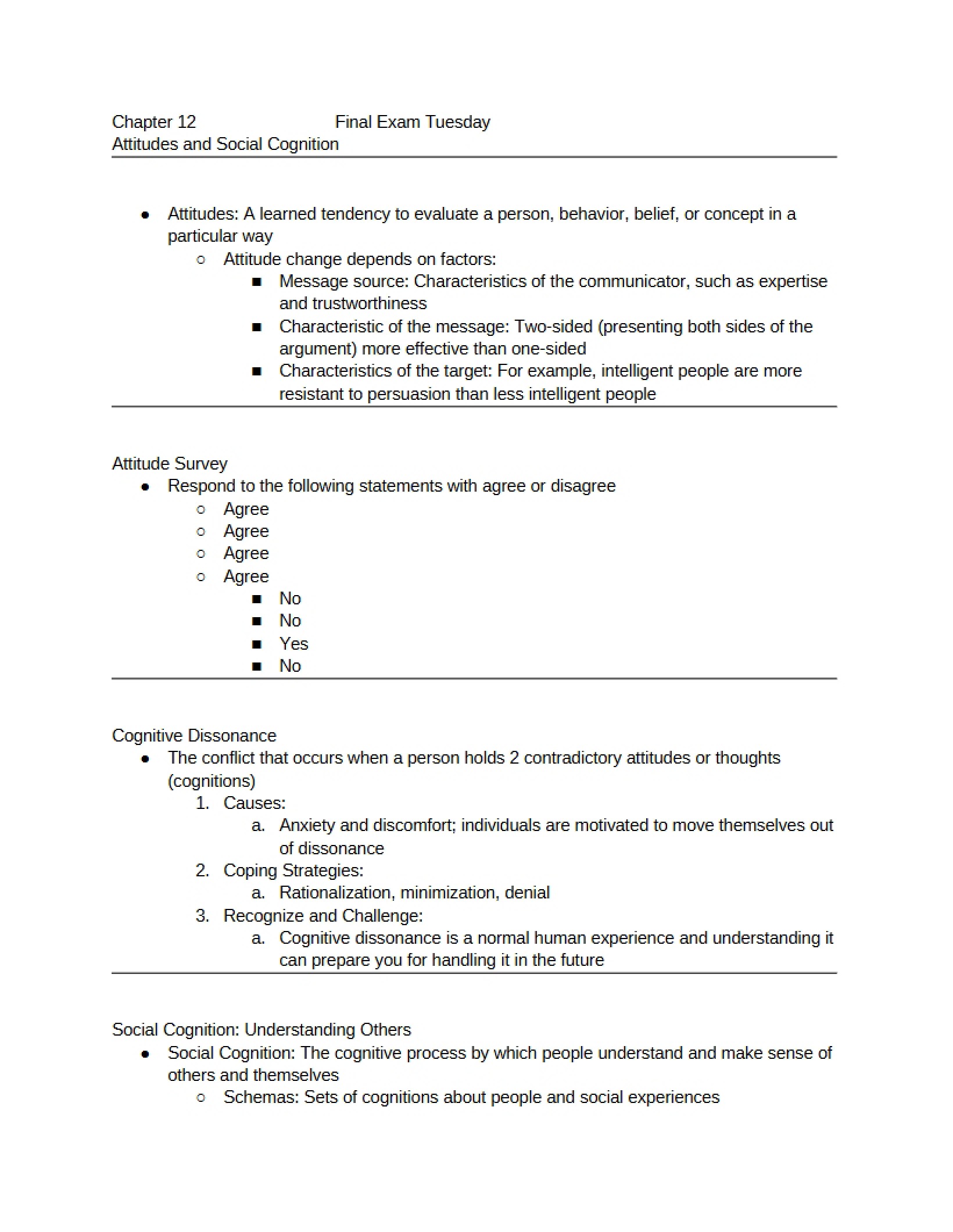 Social Cognition and Attitudes
