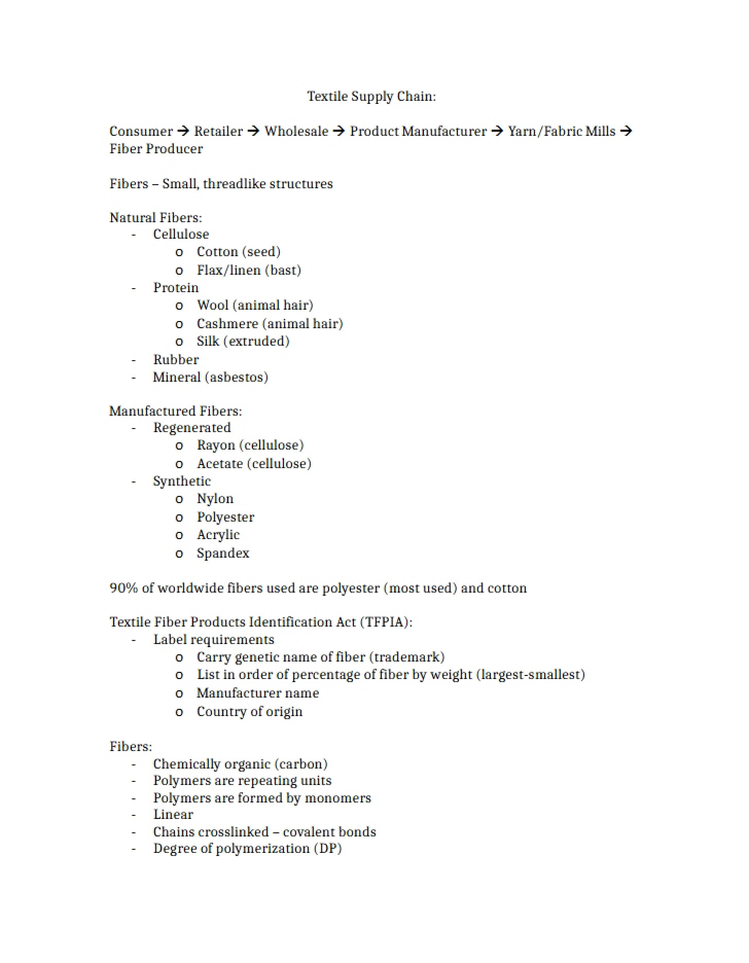 Notes on Textile Supply Chains