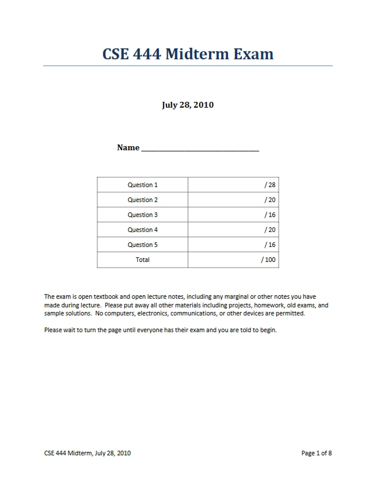 Student Preparation Notes