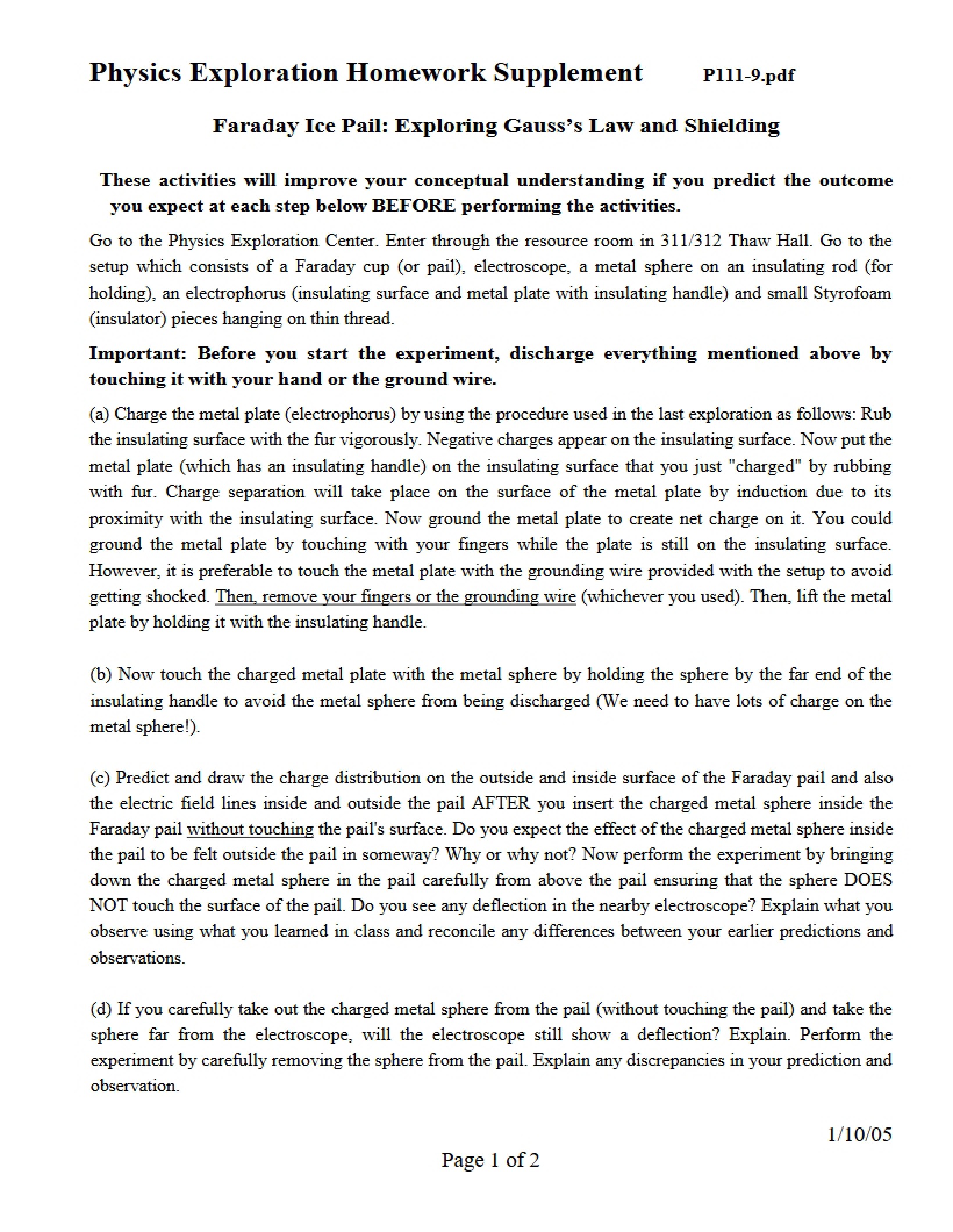 Physics Exploration Supplement