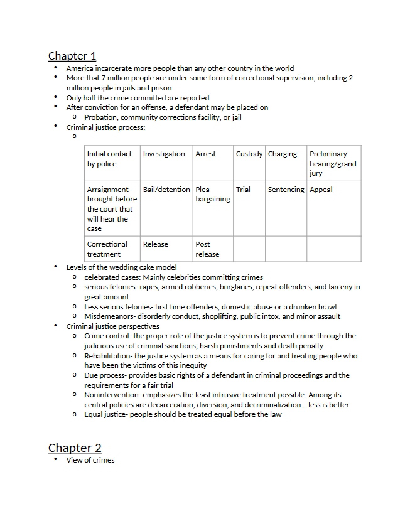 Criminal Justice System Chapter One