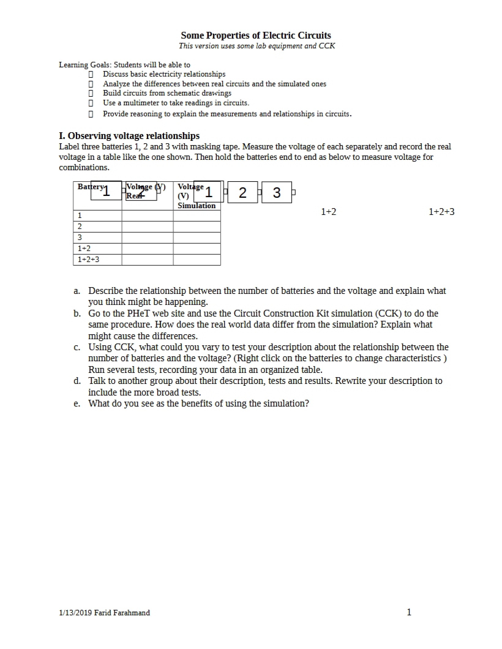 Electric Circuit Properties