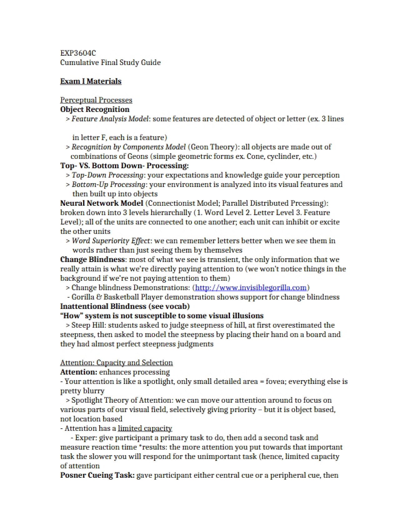 Study Materials for the First Exam