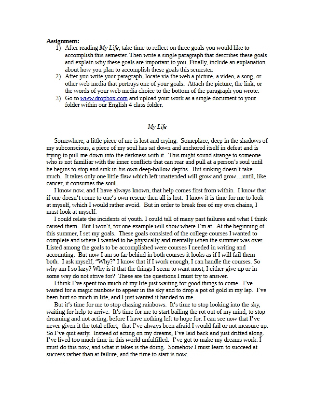 Personal Narrative My Life