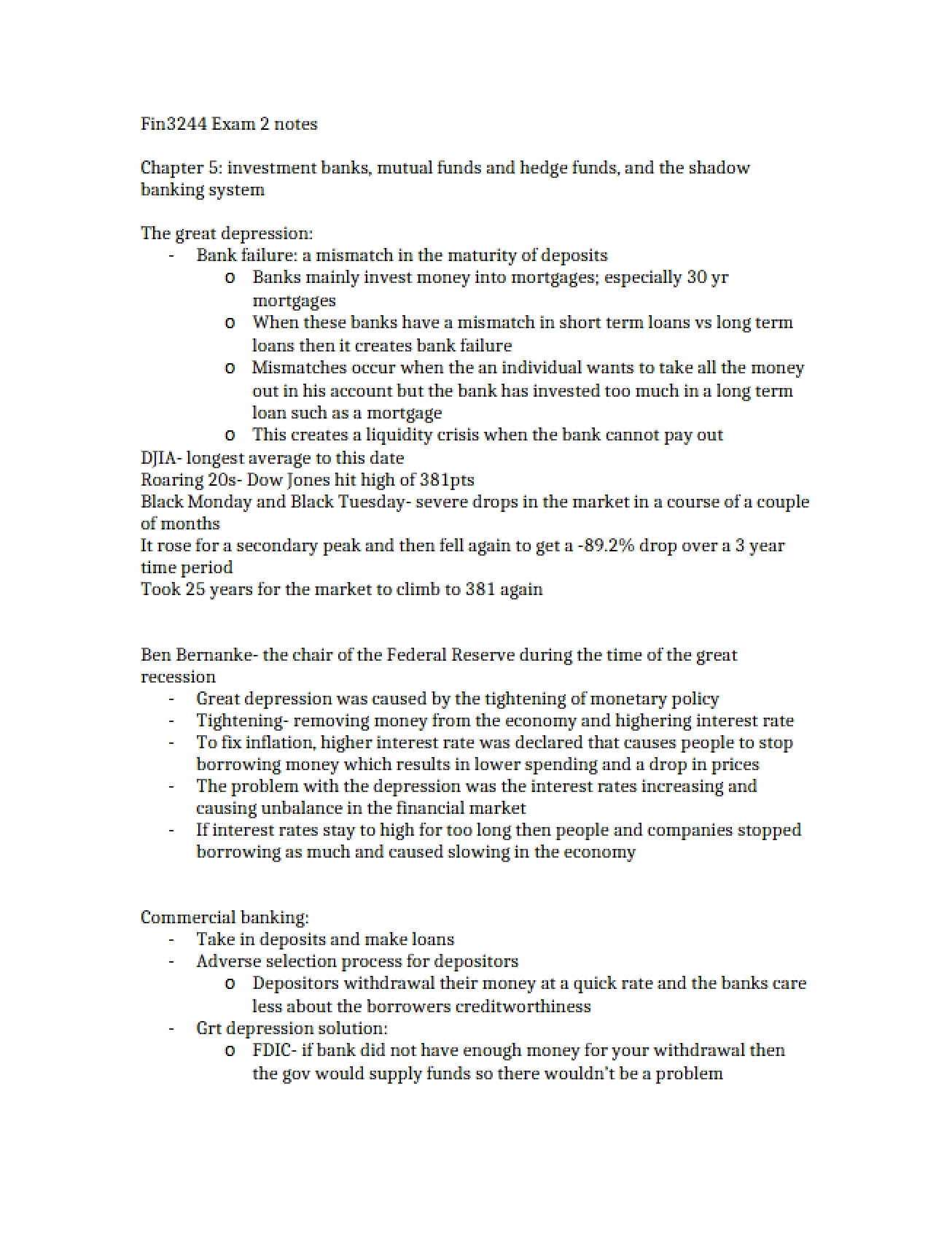 Notes for the Second Finance Examination