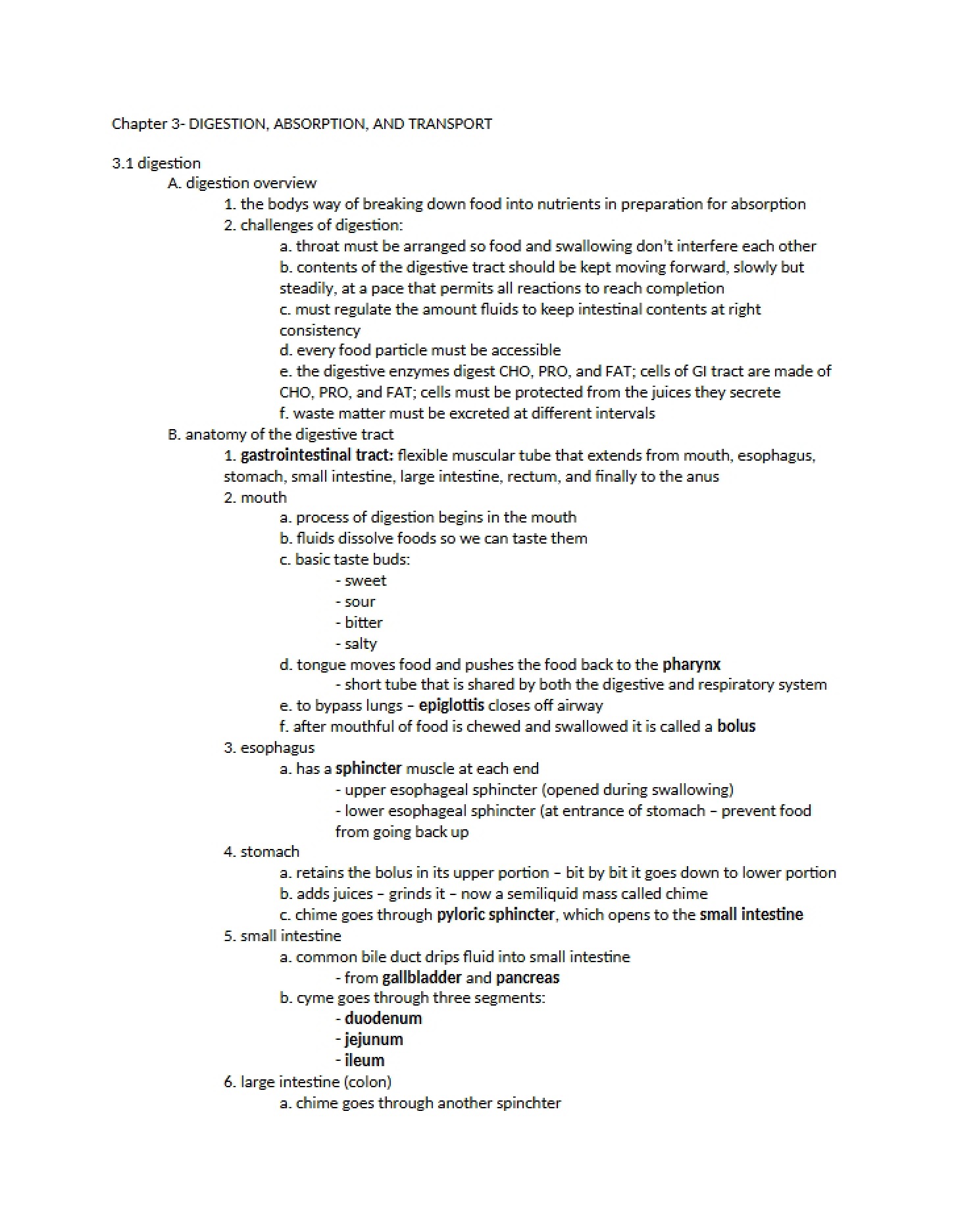 Digestion - Chapter 3