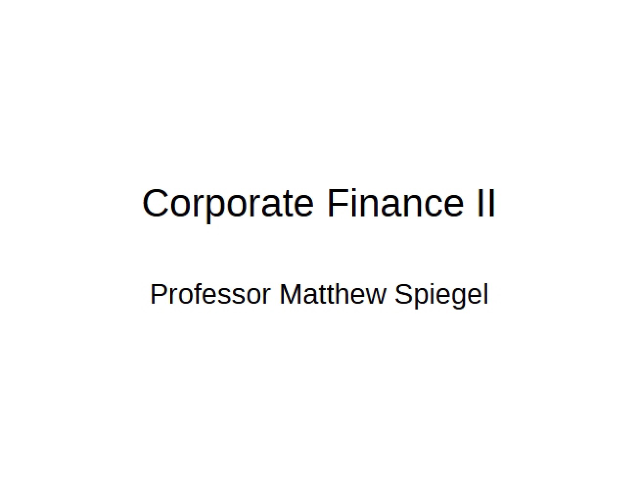 Finance Corporate II