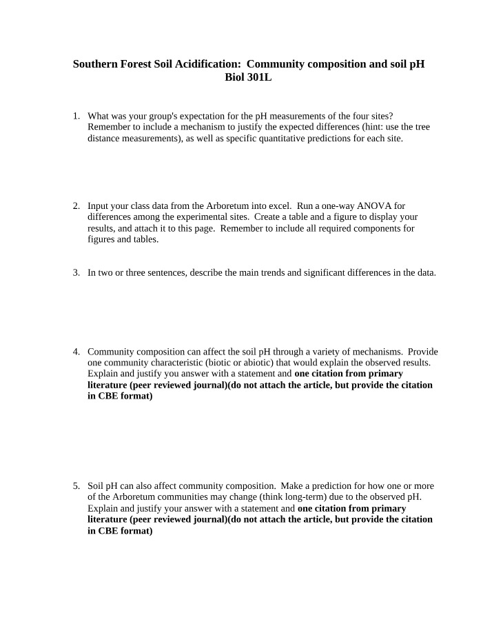 Worksheet on Community Ecology