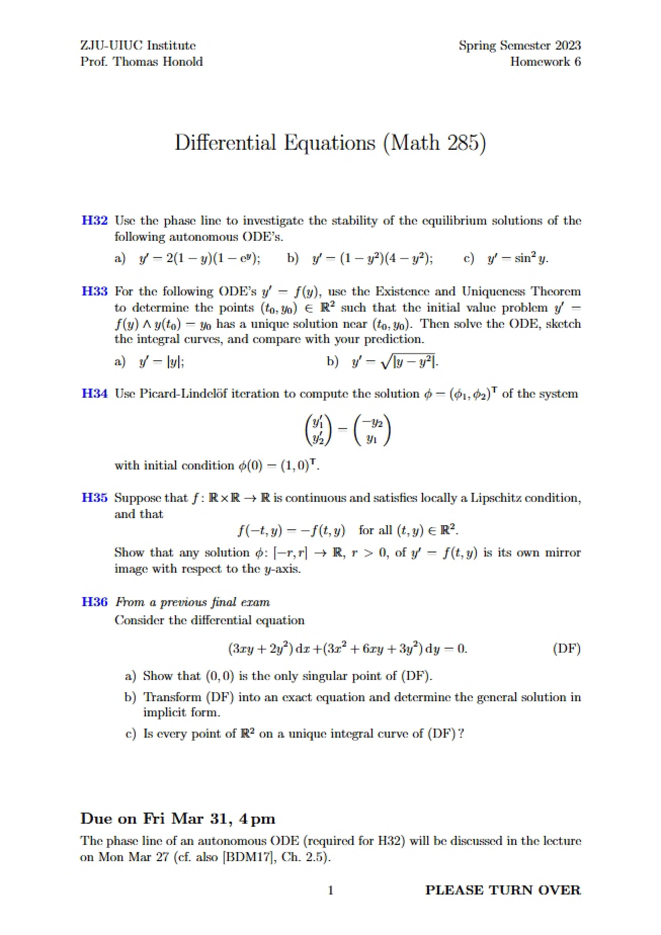 Sixth Homework Assignment