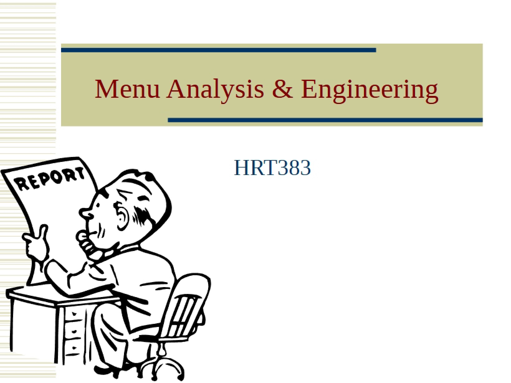 Menu Analysis Techniques