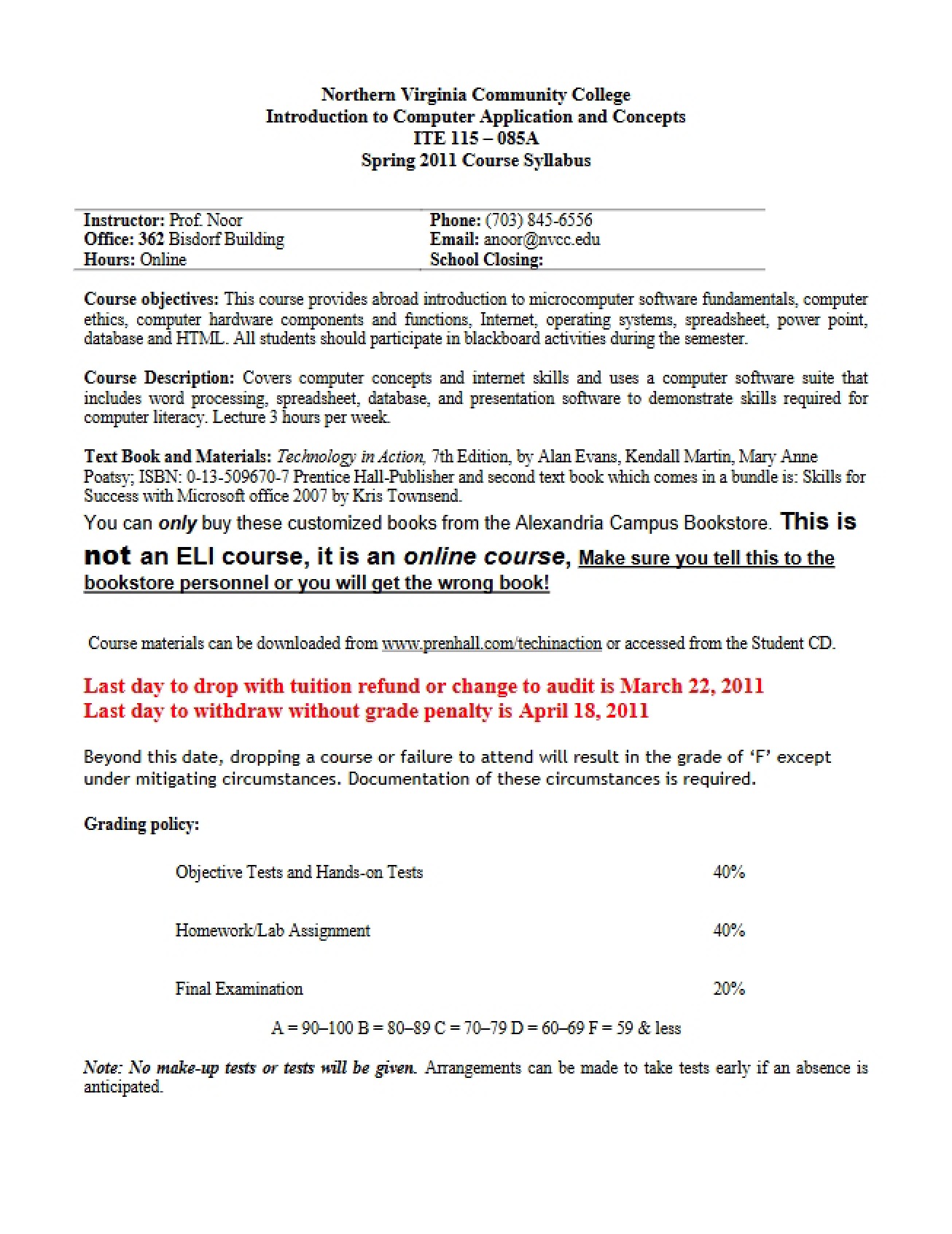 ITE 115 Course Syllabus