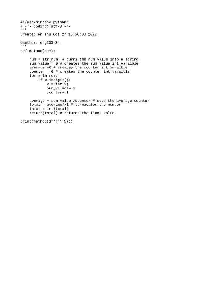 Python Code - Calculate Average of Digits in a Number