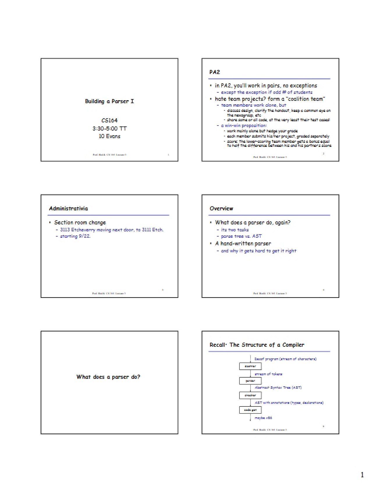 Parser Construction Part I