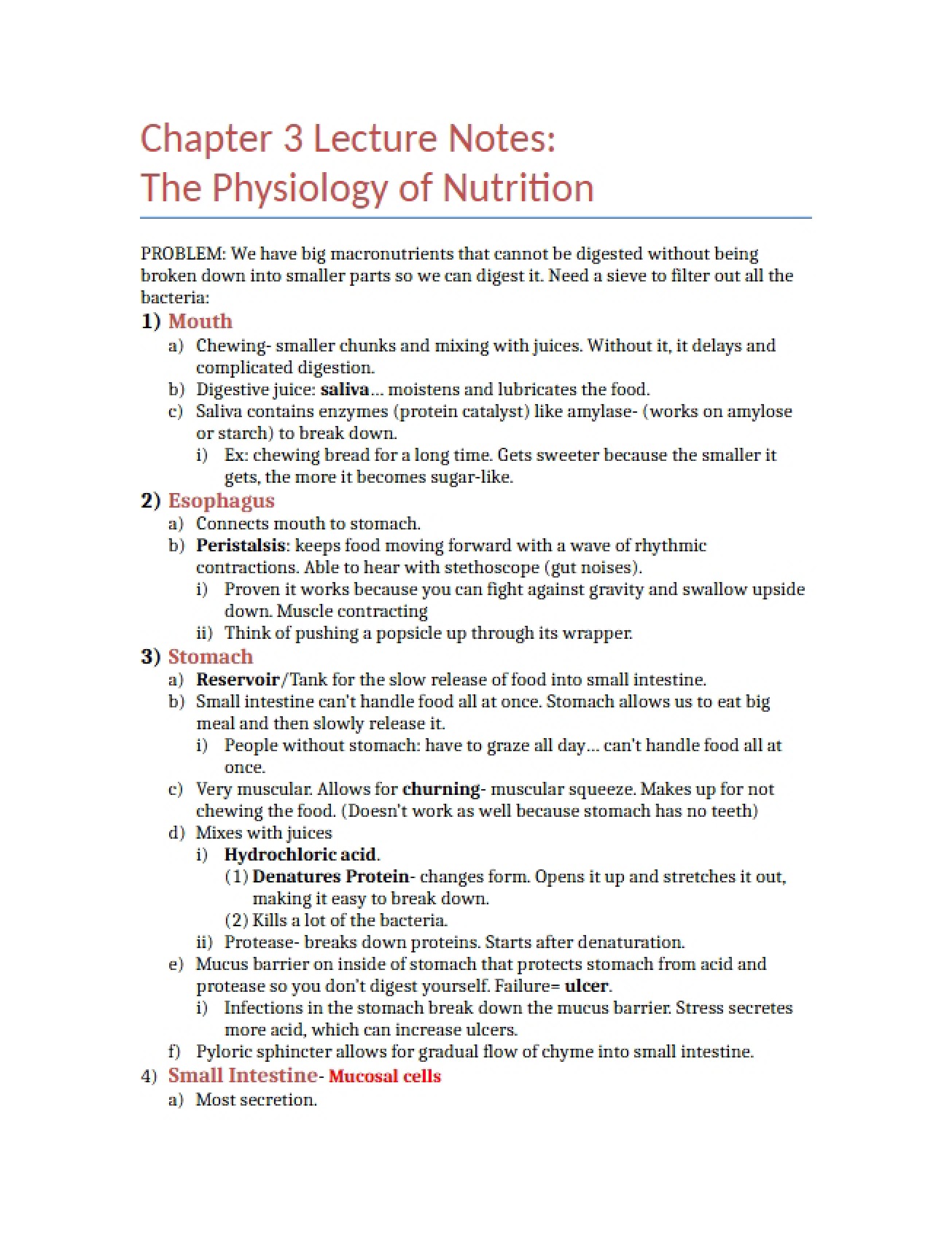 Notes for Chapter 3 Lecture - NUTRSCI 132
