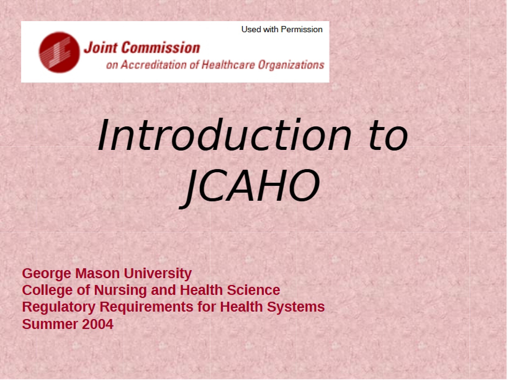 JCAHO Overview