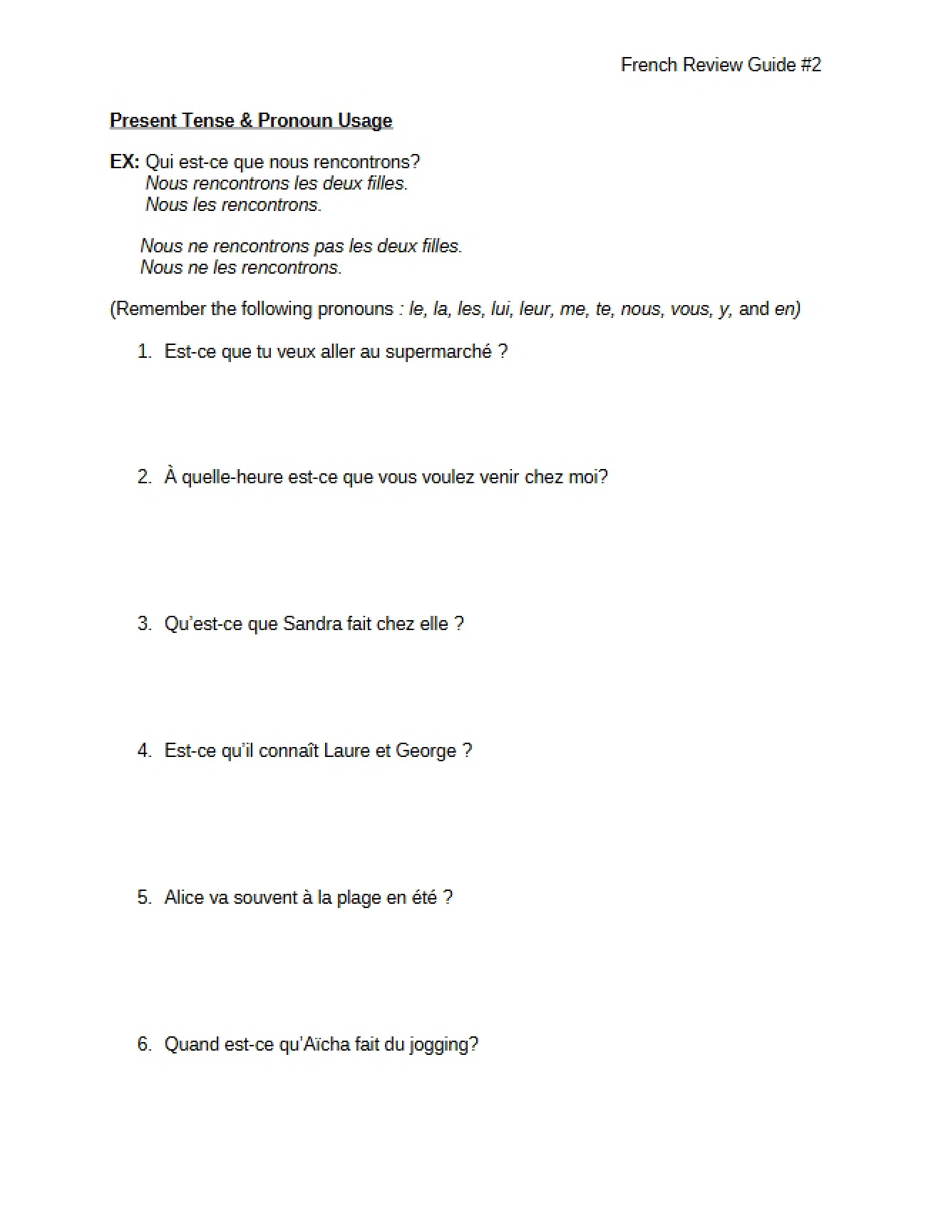 Using Pronouns in Present Tense