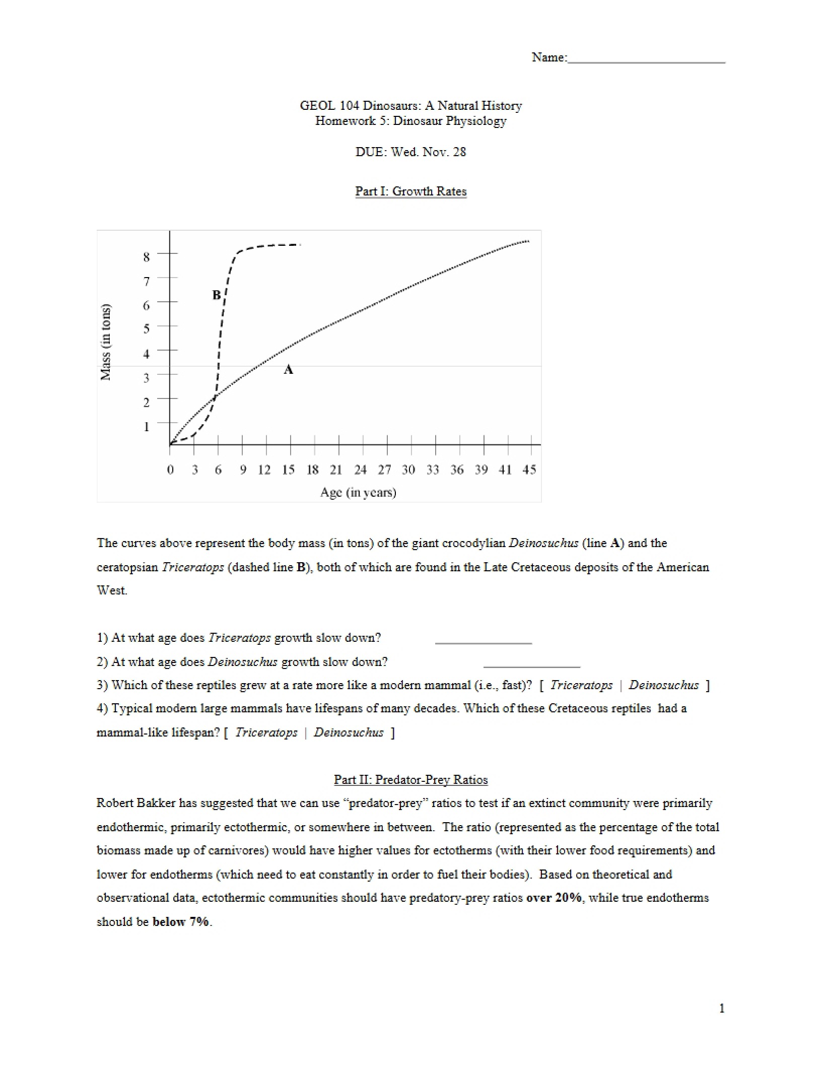 Dinosaur Physiology Homework 5