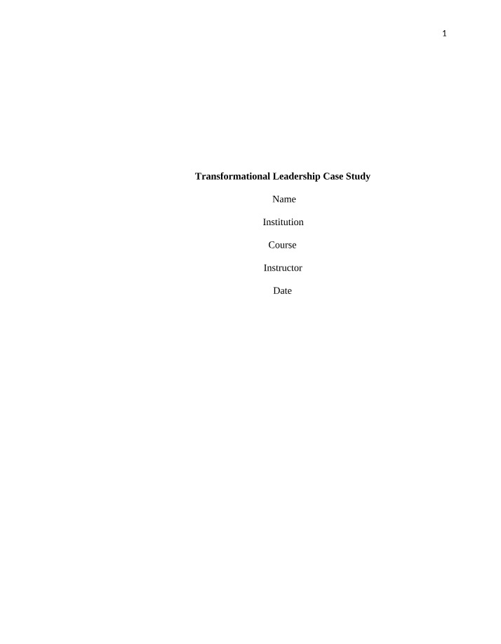 Case Study on Transformational Leadership