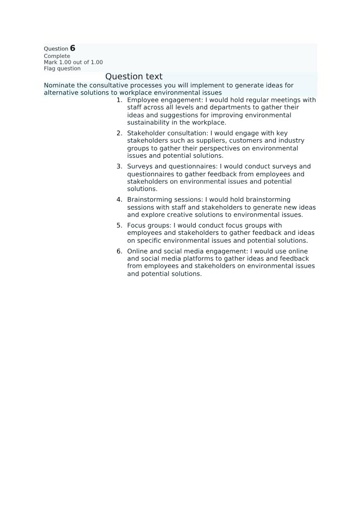 Workplace Environmental Consultative Processes