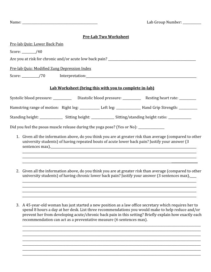 Quiz on Preventing and Managing Low Back Pain