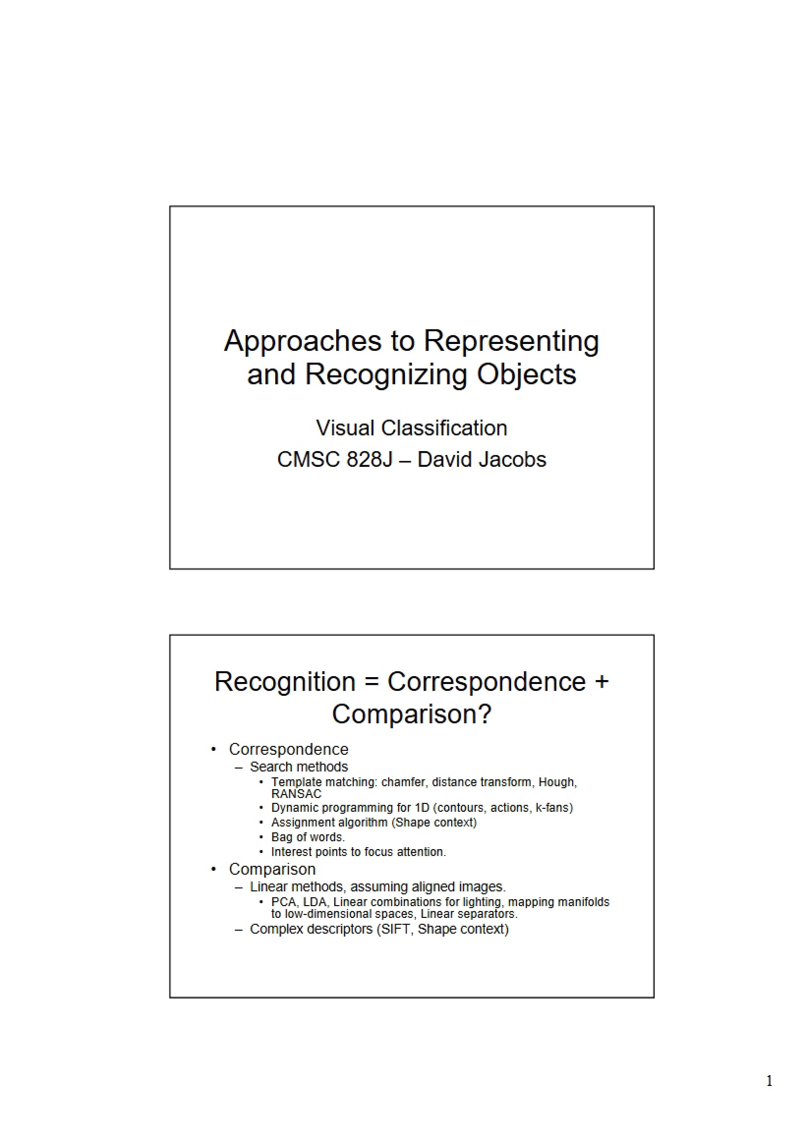 Recognizing and Representing Objects Approaches