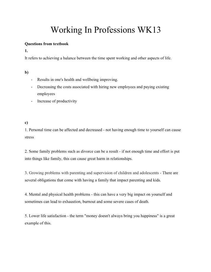 Working In Professions - Week 13