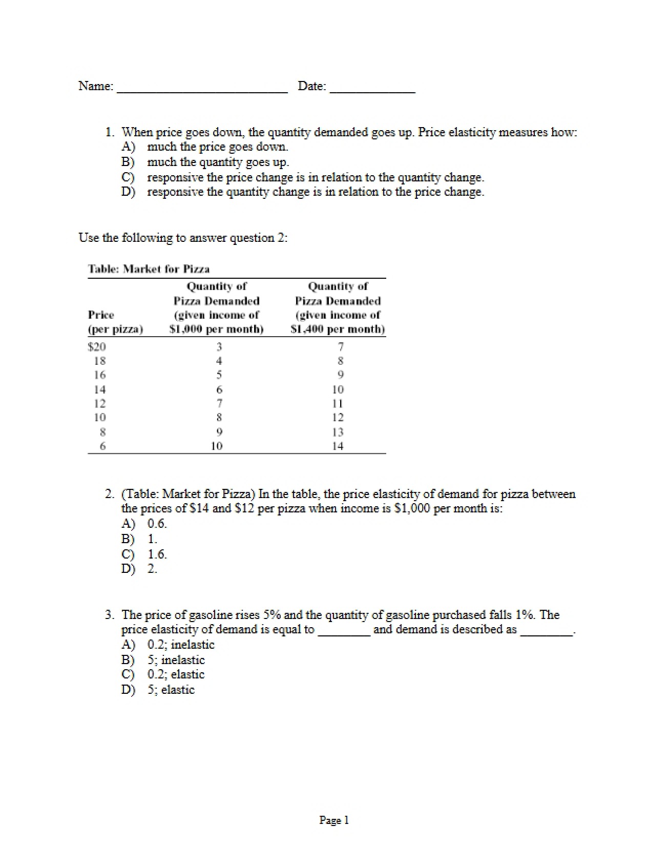 Exam Two with Answer Key
