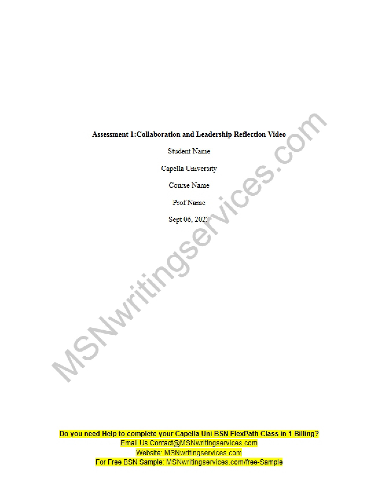 Video Reflection on Leadership and Collaboration (Assessment 1) - NURS FPX 4010