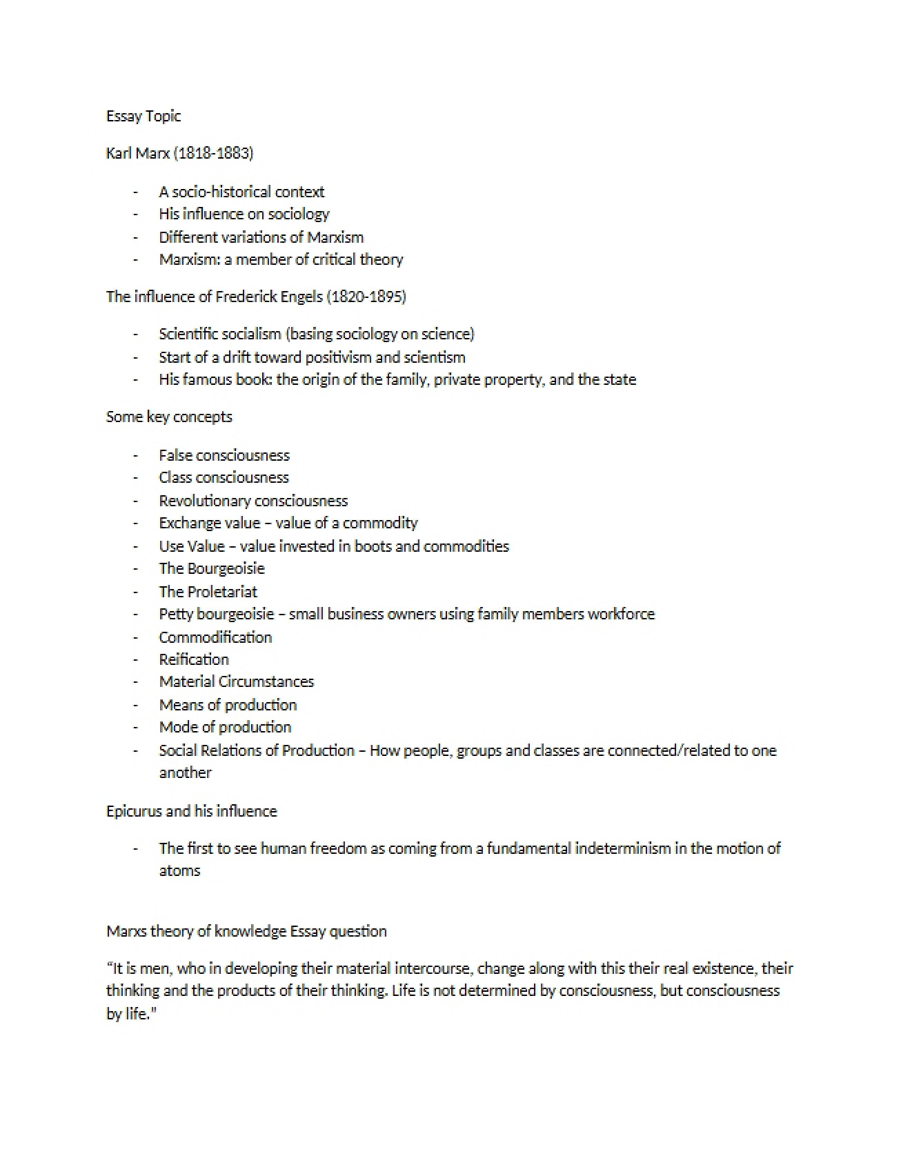 Topic for Essay