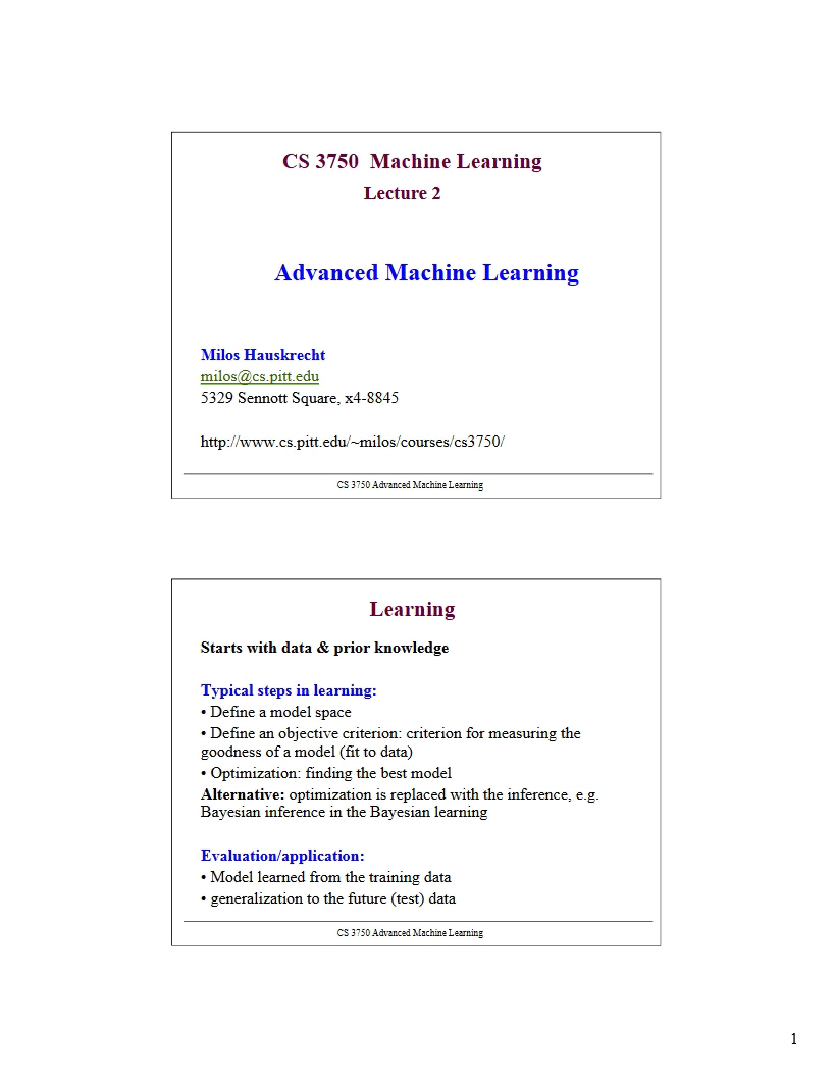 Machine Learning Advanced Topics