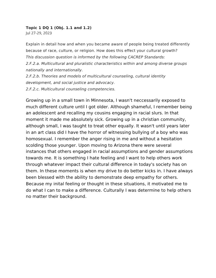 Topic 1 DQ 1 - Objectives 1.1 and 1.2