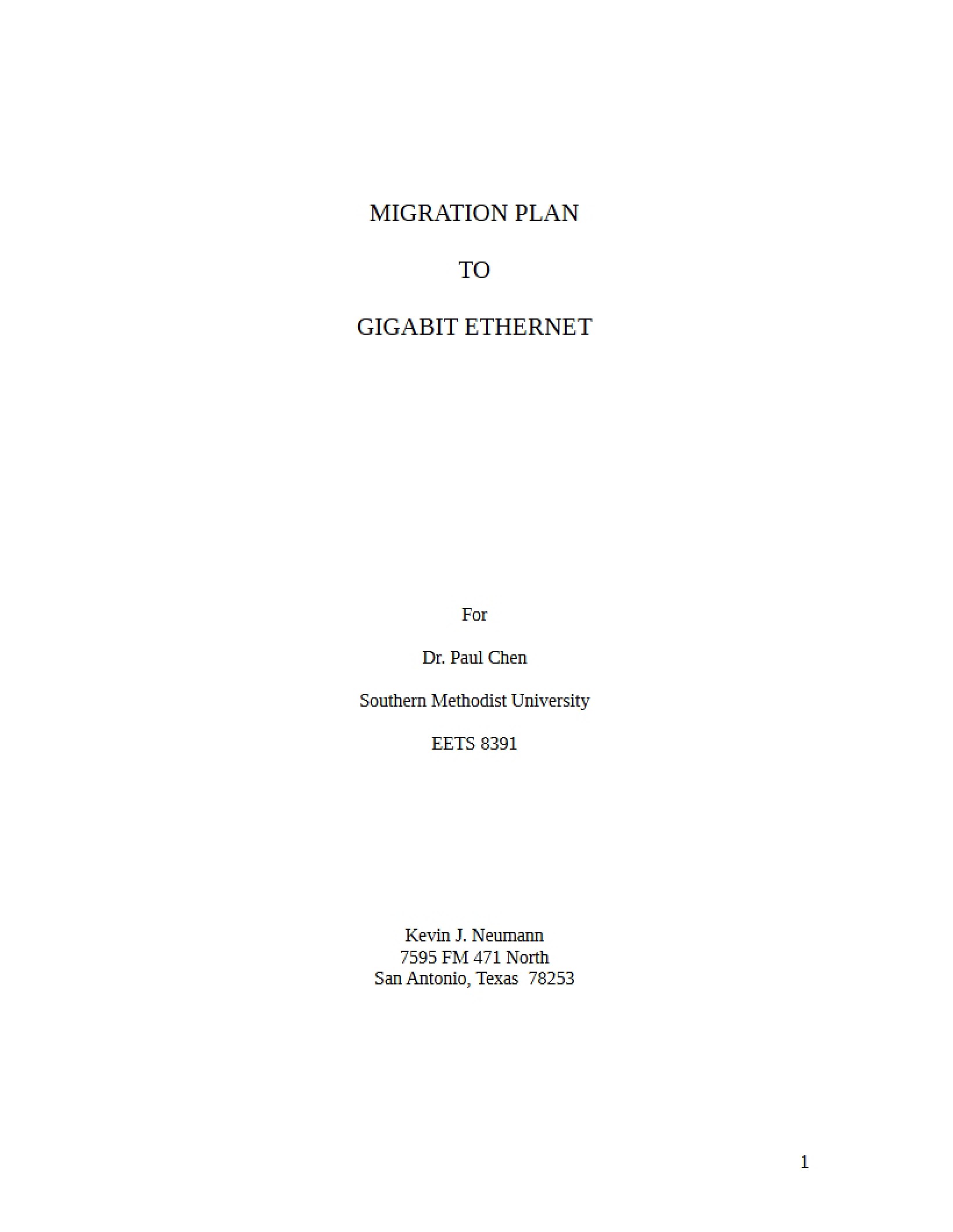 Gigabit Ethernet Migration Plan