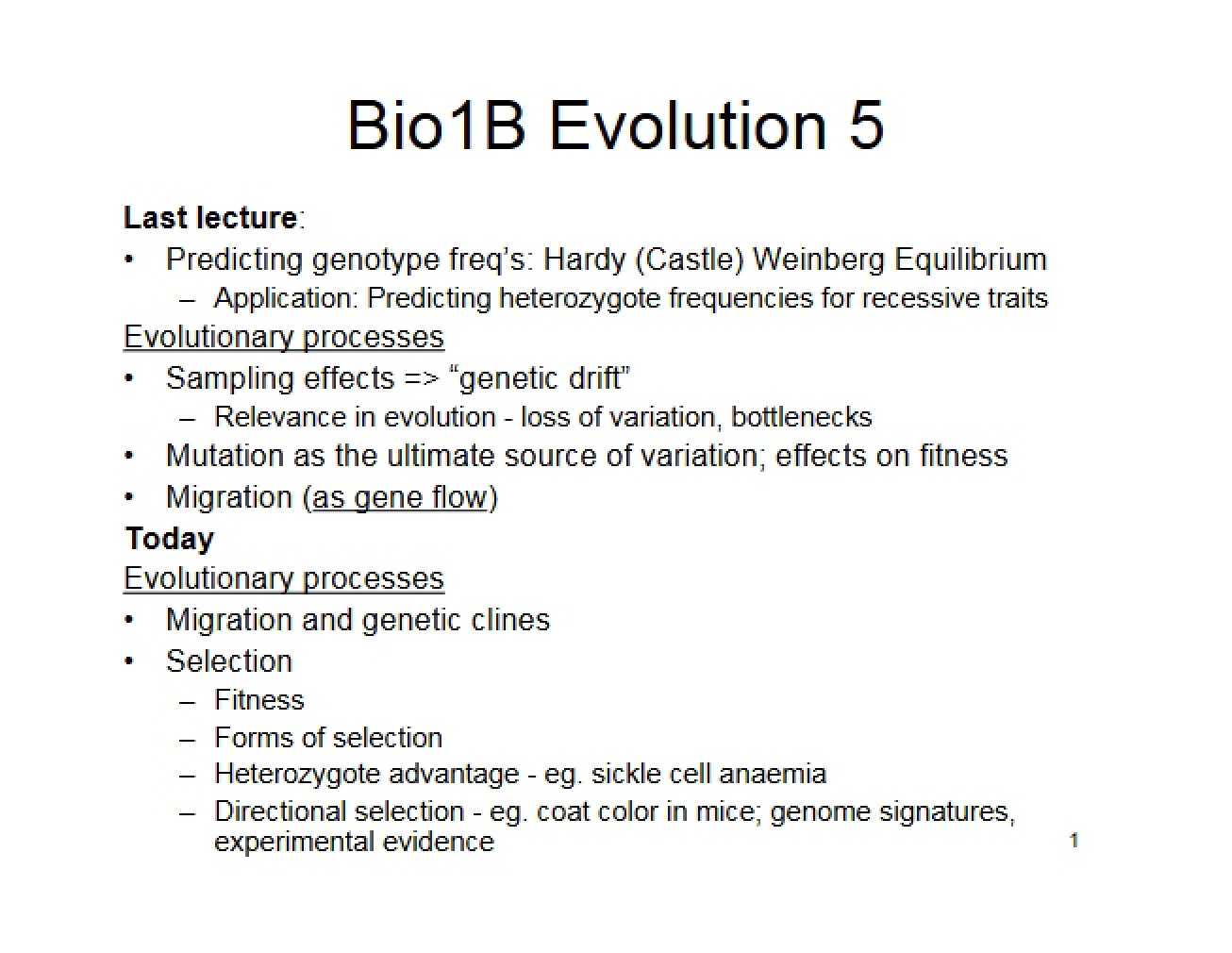 Biology 1B Course Notes