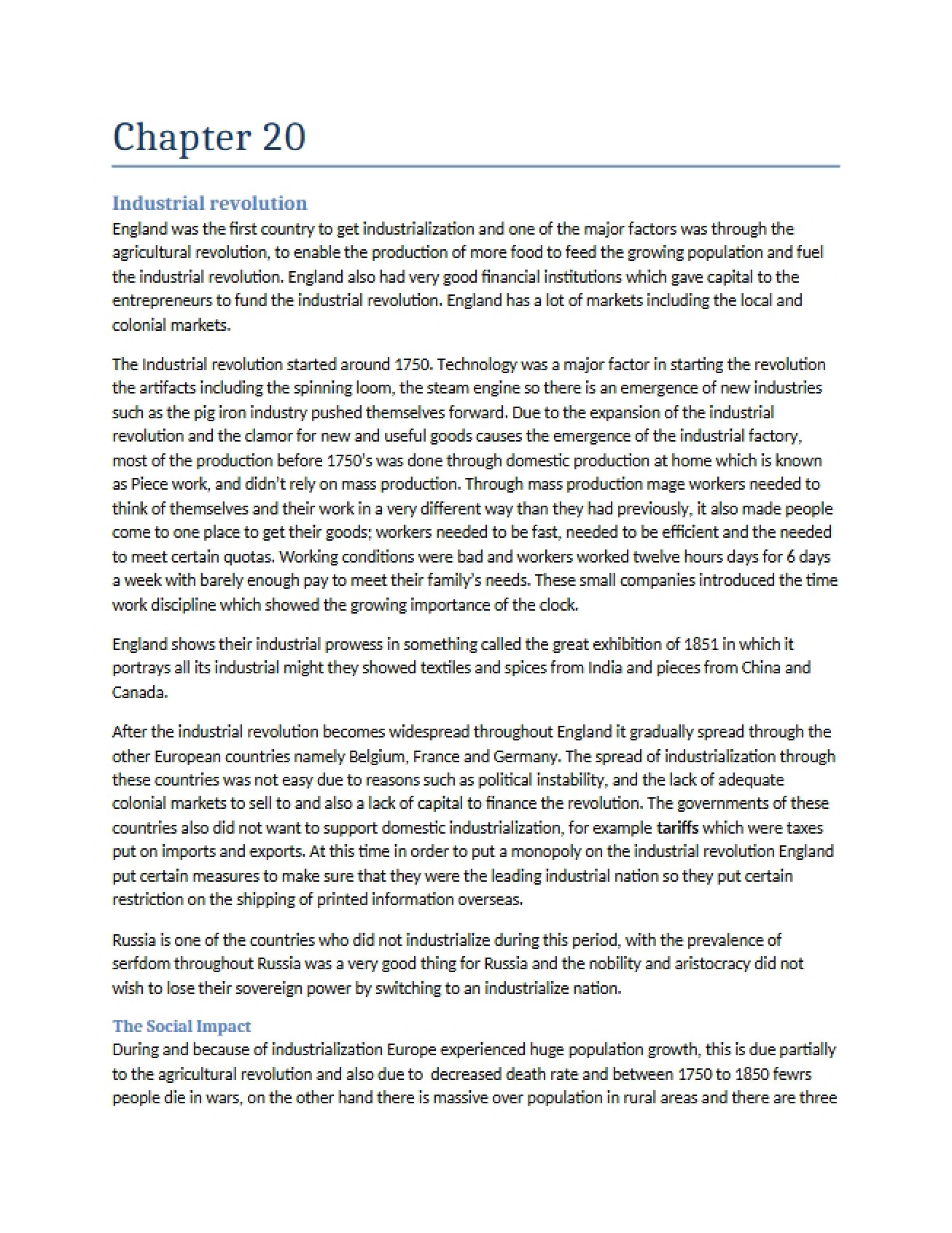 Europe's Industrial Revolution (Chapter 20)