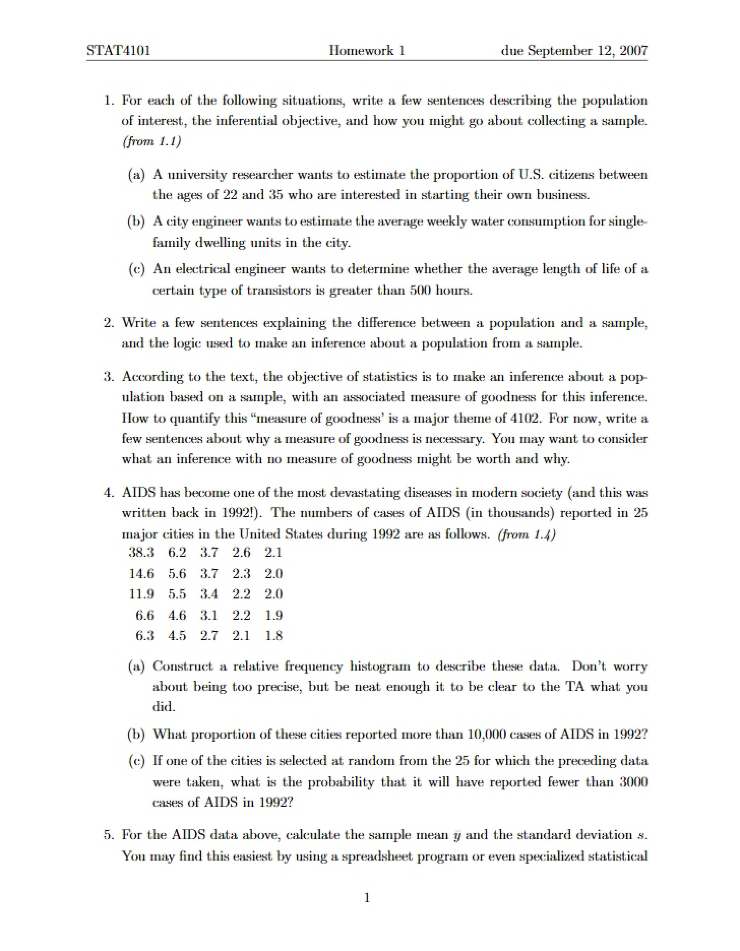 First Homework