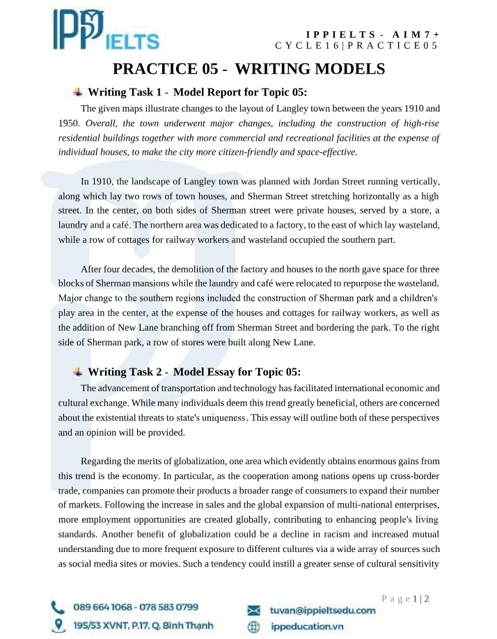 IPP IELTS AIM 7+ Writing Models - Practice 05