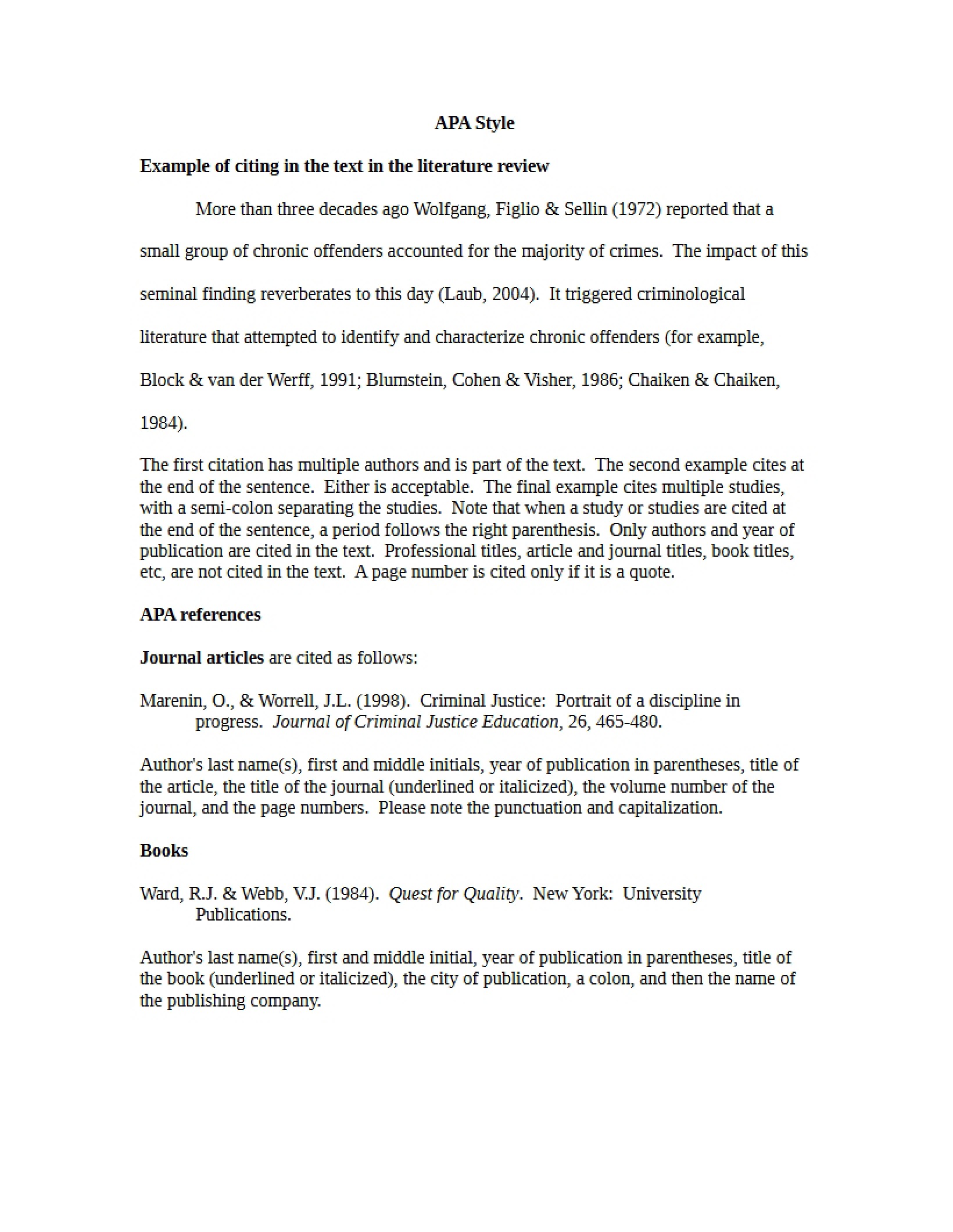 APA Formatting Style